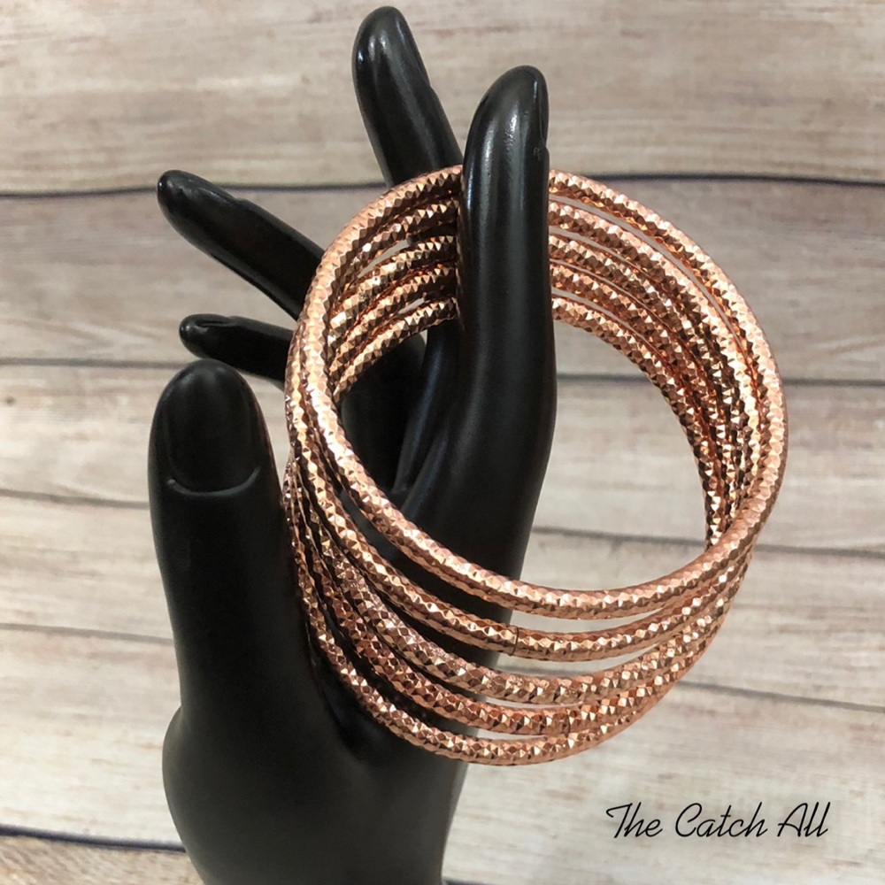 Set of 5 Gold Colored Bracelets - 2-7/8” Wide